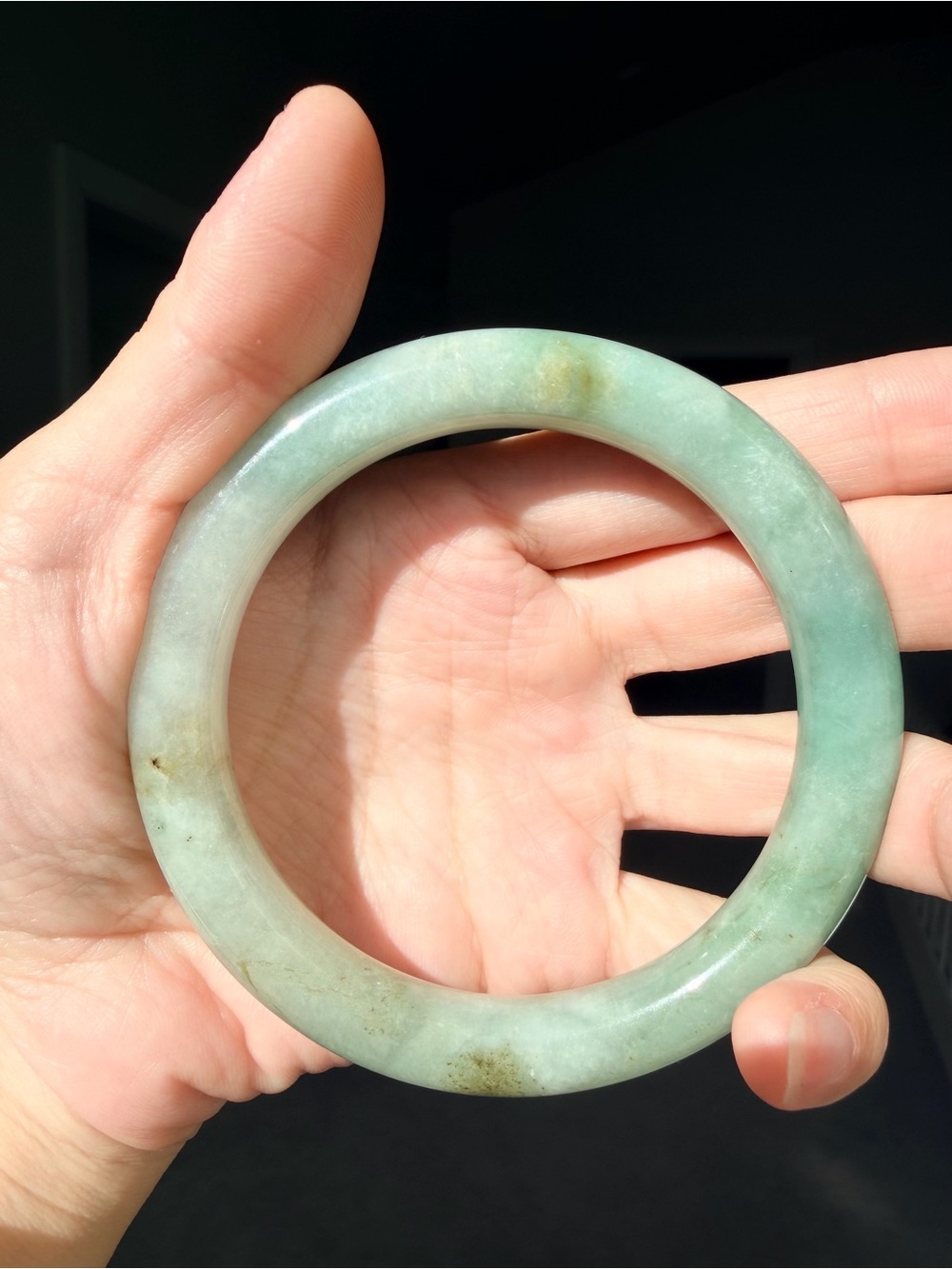 Natural Grade A Burmese Jadeite Bangle Bracelet | Classic Round Bar Bangle
